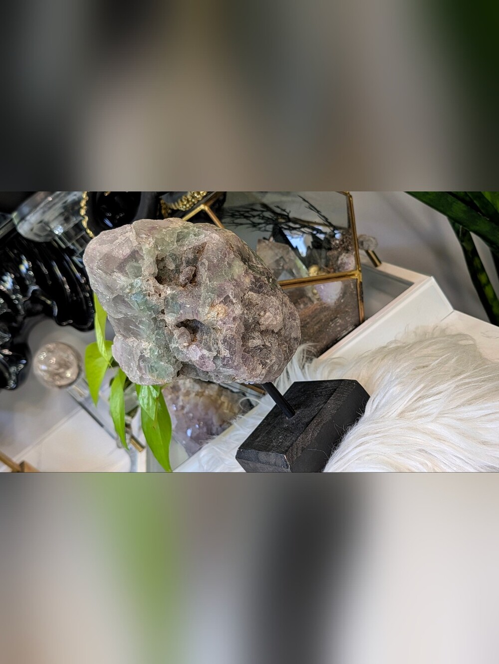 B.C. Rainbow Fluorite Crystal Cluster on Stand